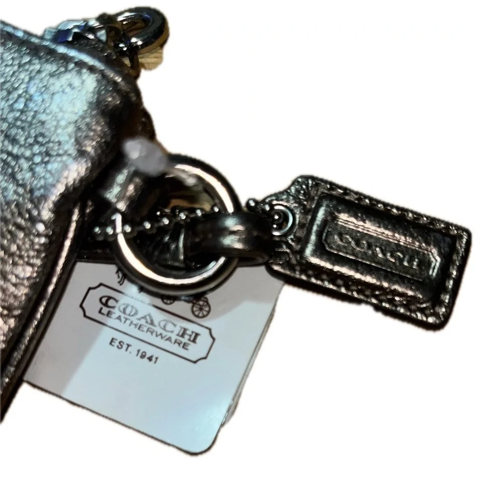 NWT COACH Metallic Leather Small Wristlet
